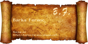 Barka Ferenc névjegykártya